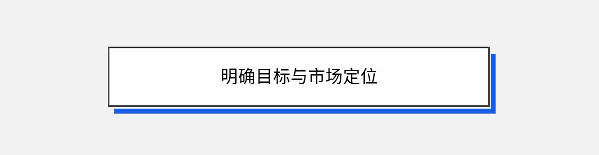 明确目标与市场定位