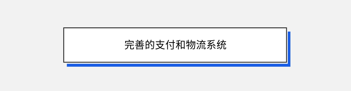 完善的支付和物流系统