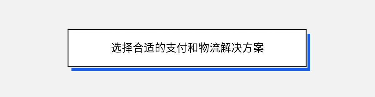 选择合适的支付和物流解决方案