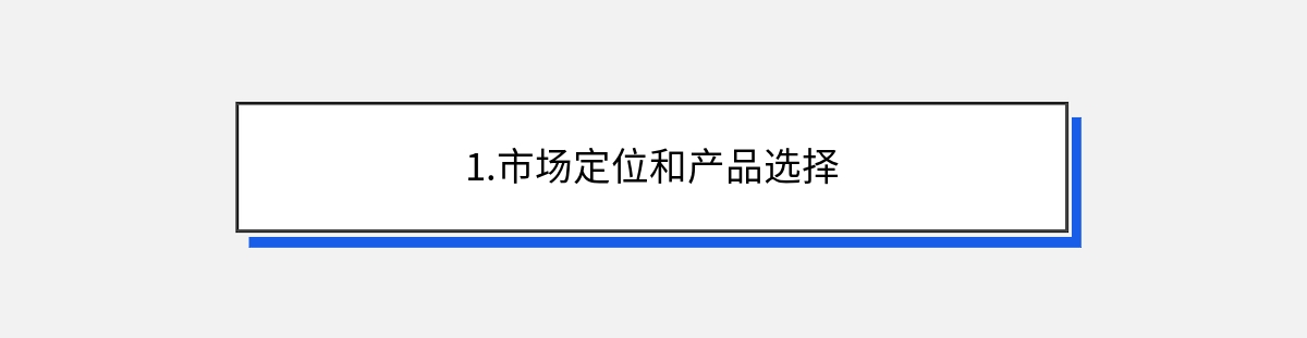 1.市场定位和产品选择