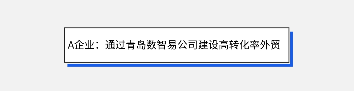 A企业：通过青岛数智易公司建设高转化率外贸网站