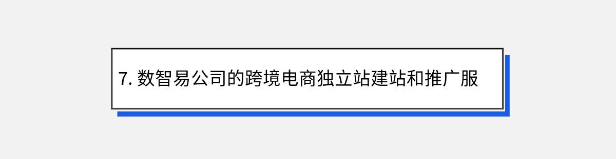 7. 数智易公司的跨境电商独立站建站和推广服务简介