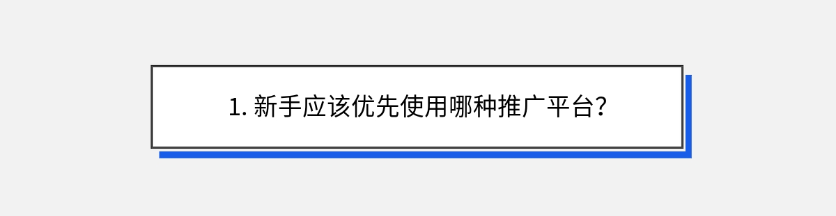 1. 新手应该优先使用哪种推广平台？