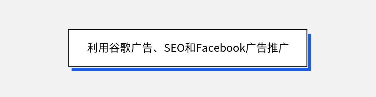 利用谷歌广告、SEO和Facebook广告推广