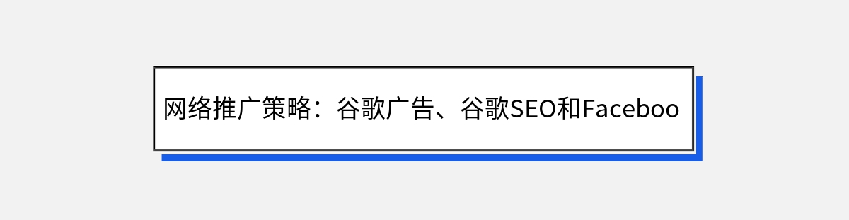 网络推广策略：谷歌广告、谷歌SEO和Facebook广告