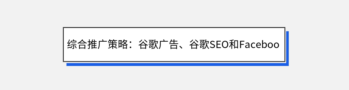 综合推广策略：谷歌广告、谷歌SEO和Facebook广告