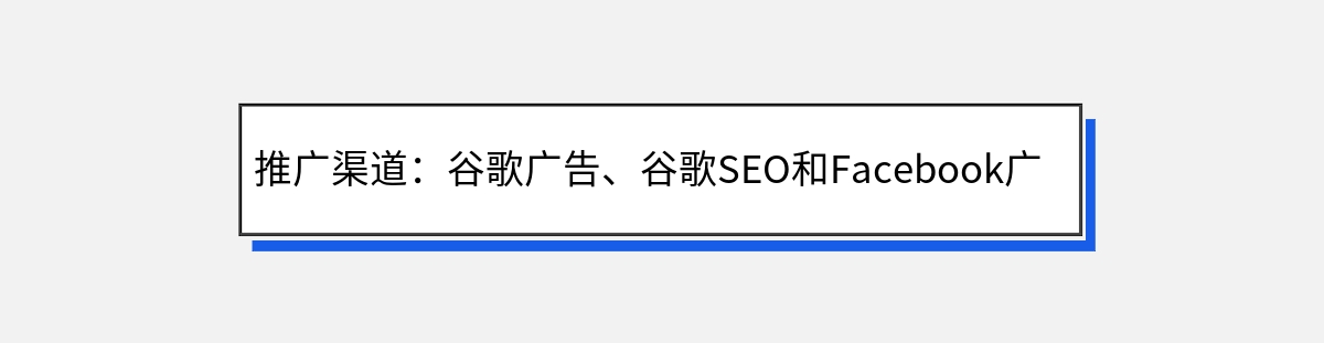 推广渠道：谷歌广告、谷歌SEO和Facebook广告