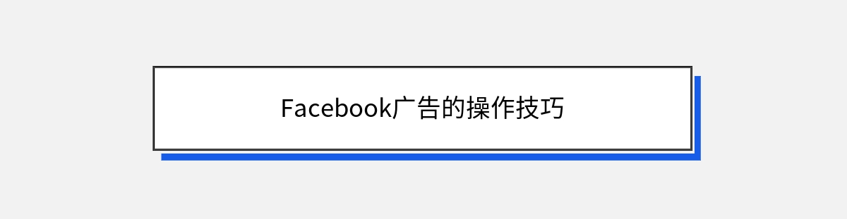 Facebook广告的操作技巧