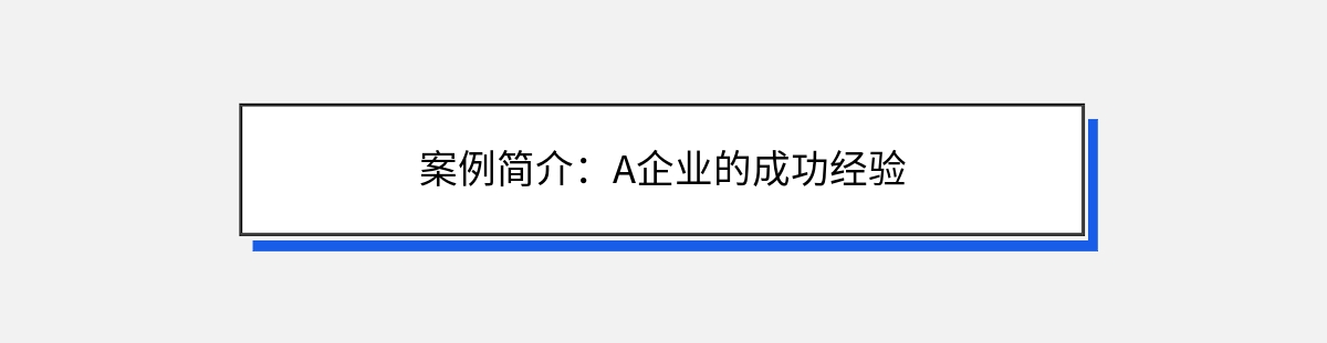 案例简介：A企业的成功经验