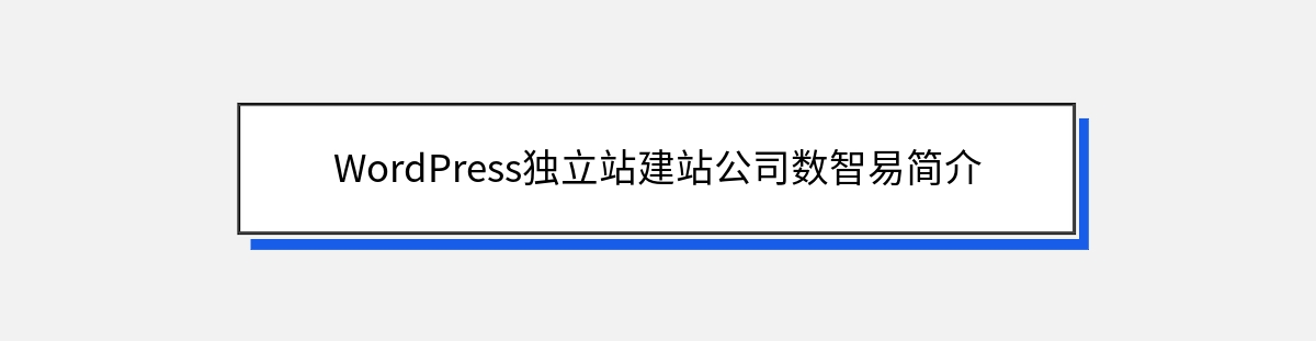 WordPress独立站建站公司数智易简介