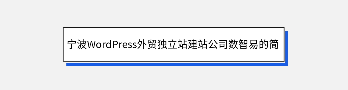 宁波WordPress外贸独立站建站公司数智易的简介