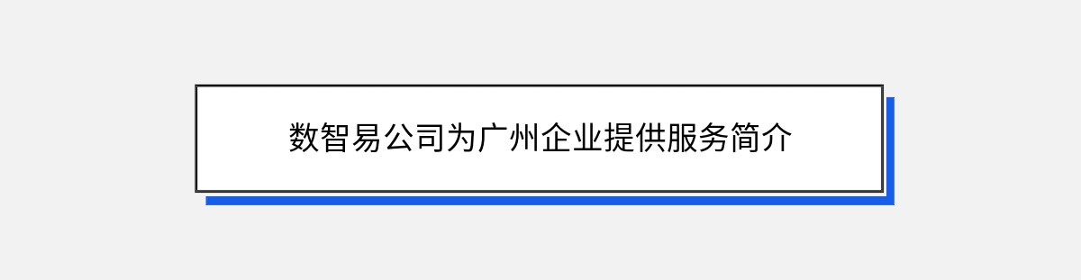 数智易公司为广州企业提供服务简介