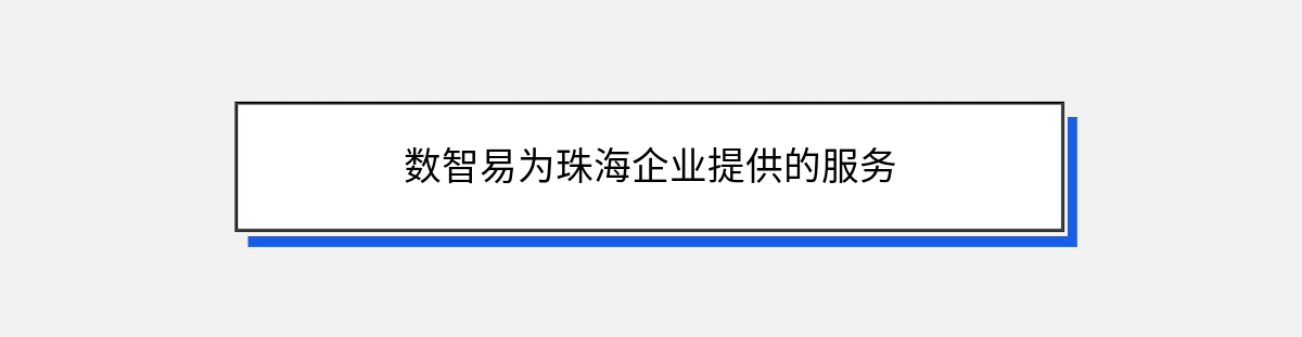 数智易为珠海企业提供的服务