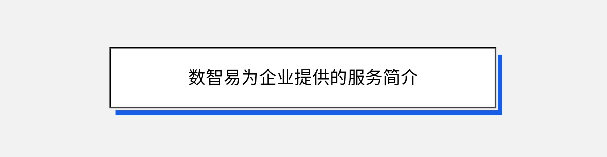 数智易为企业提供的服务简介