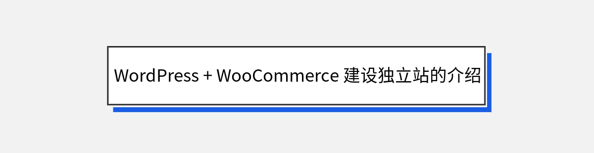 WordPress + WooCommerce 建设独立站的介绍