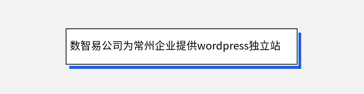 数智易公司为常州企业提供wordpress独立站建站和推广服务简介