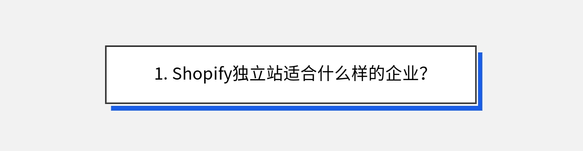 1. Shopify独立站适合什么样的企业？