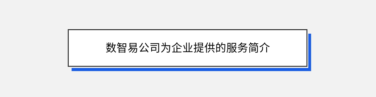 数智易公司为企业提供的服务简介