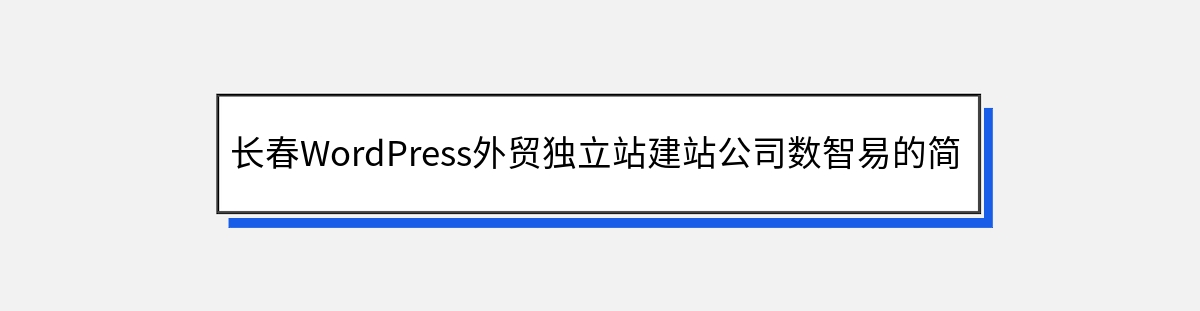 长春WordPress外贸独立站建站公司数智易的简介