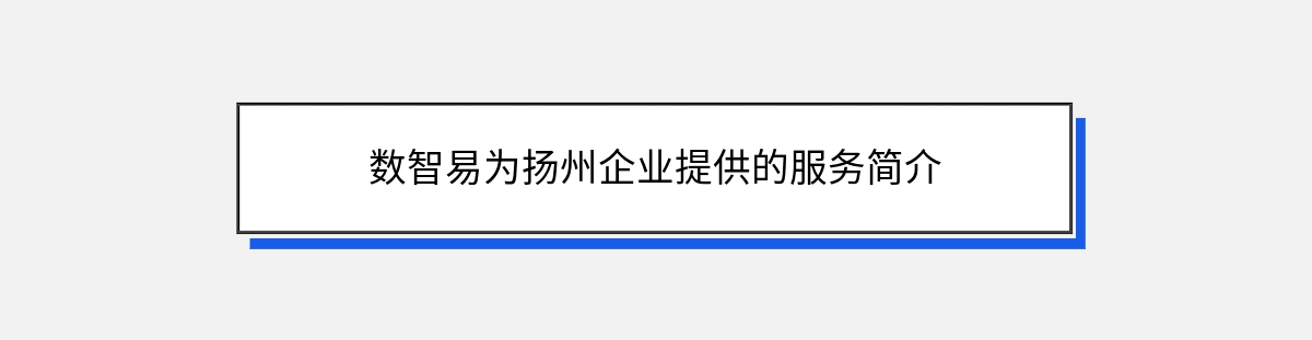 数智易为扬州企业提供的服务简介