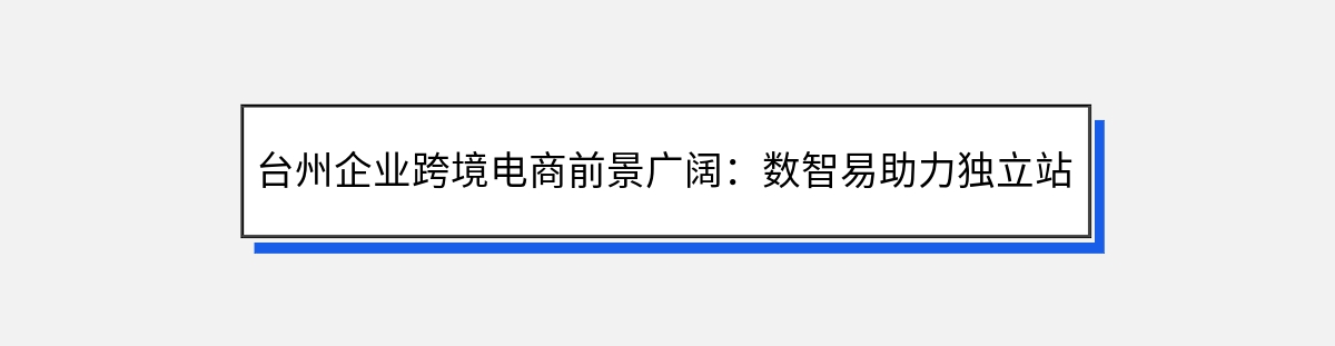 台州企业跨境电商前景广阔：数智易助力独立站成功