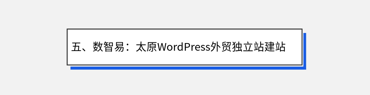 五、数智易：太原WordPress外贸独立站建站公司简介