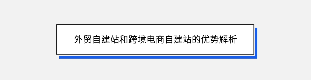 外贸自建站和跨境电商自建站的优势解析