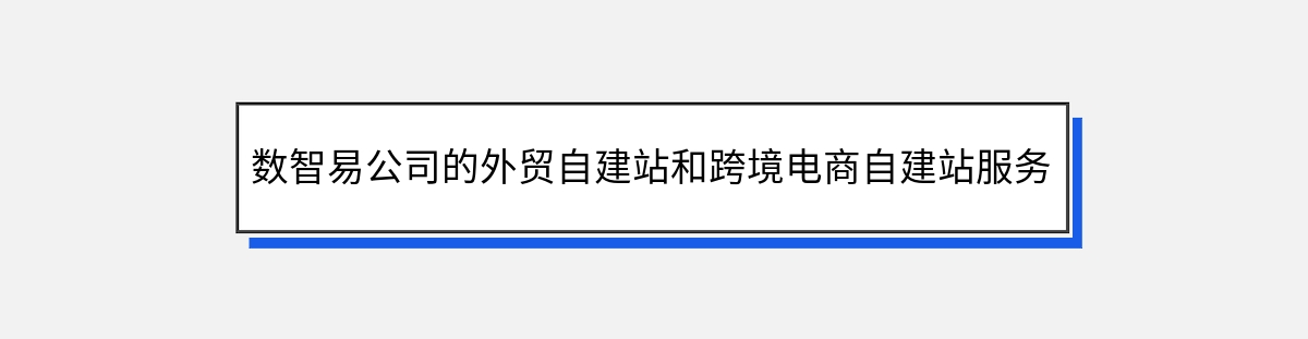 数智易公司的外贸自建站和跨境电商自建站服务简介