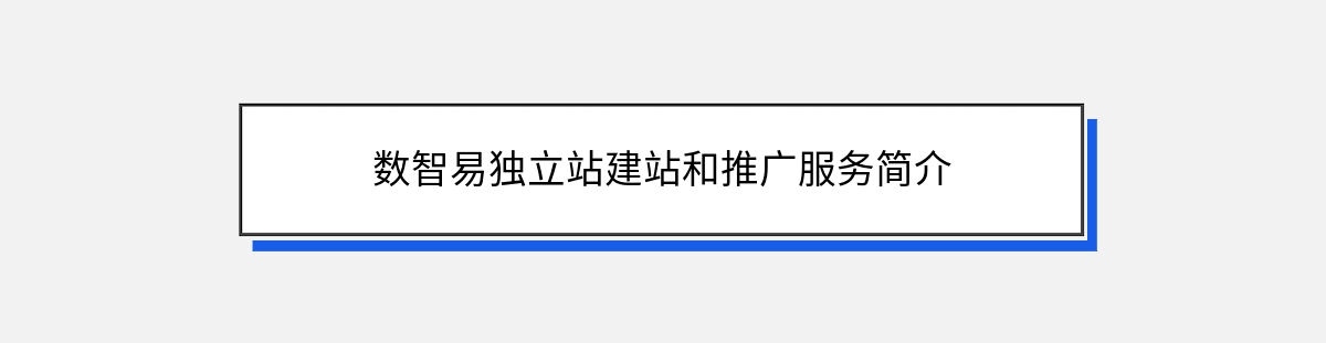 数智易独立站建站和推广服务简介