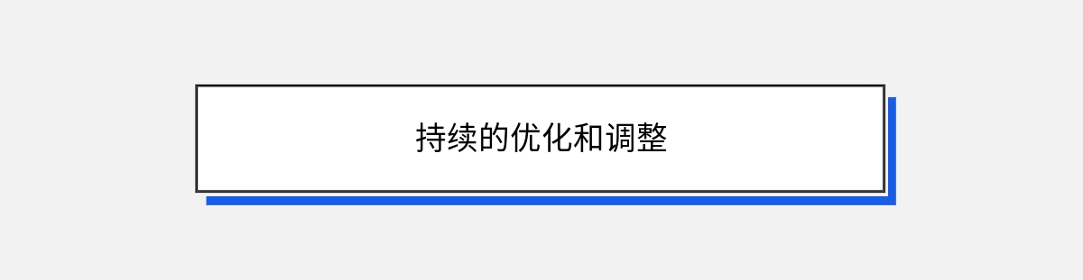 持续的优化和调整