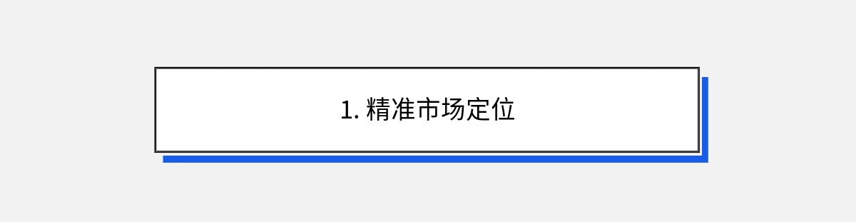 1. 精准市场定位