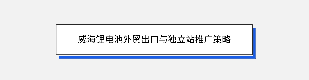 威海锂电池外贸出口与独立站推广策略