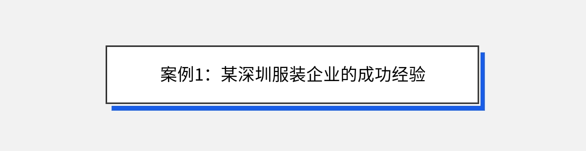 案例1：某深圳服装企业的成功经验