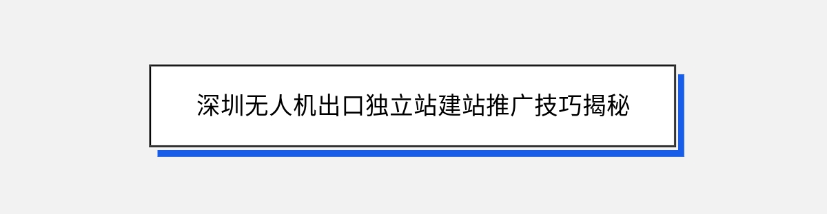 深圳无人机出口独立站建站推广技巧揭秘