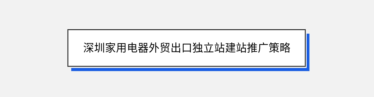 深圳家用电器外贸出口独立站建站推广策略