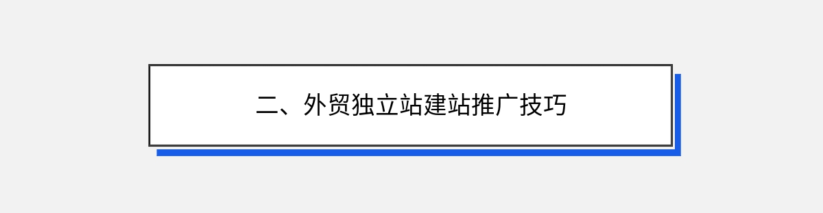 二、外贸独立站建站推广技巧