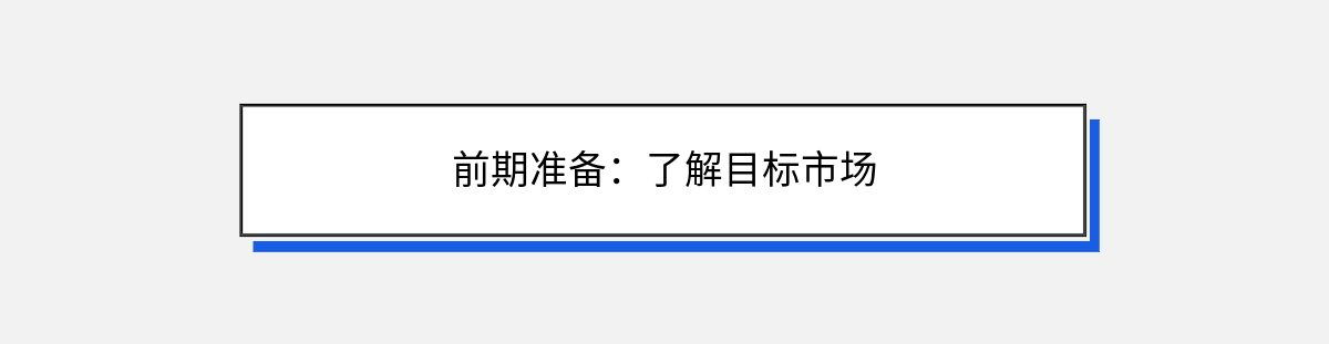 前期准备：了解目标市场