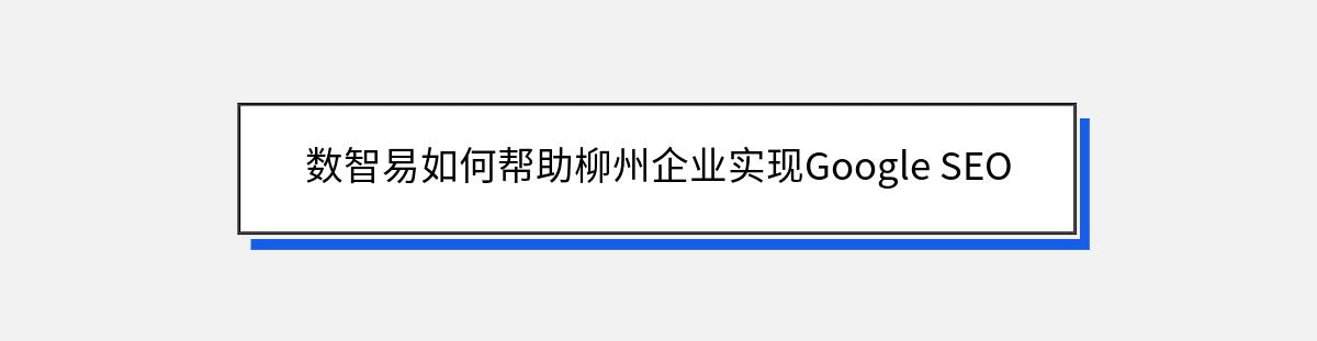 数智易如何帮助柳州企业实现Google SEO