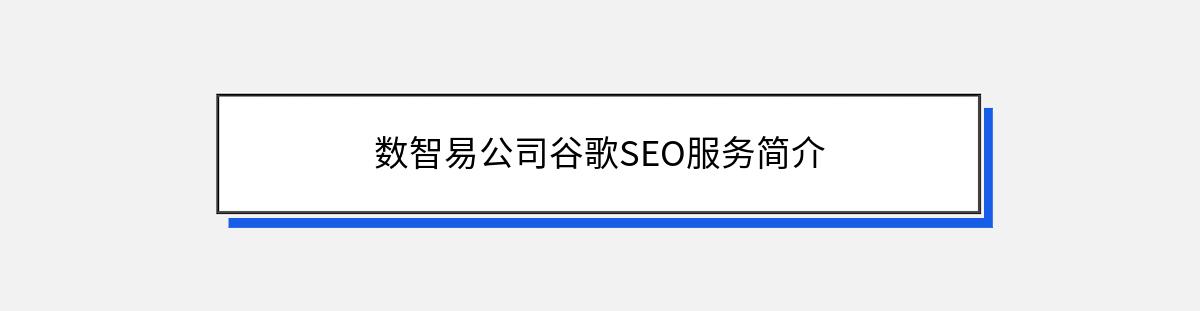 数智易公司谷歌SEO服务简介