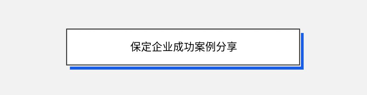 保定企业成功案例分享