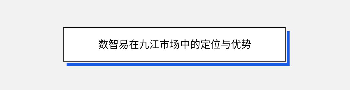 数智易在九江市场中的定位与优势