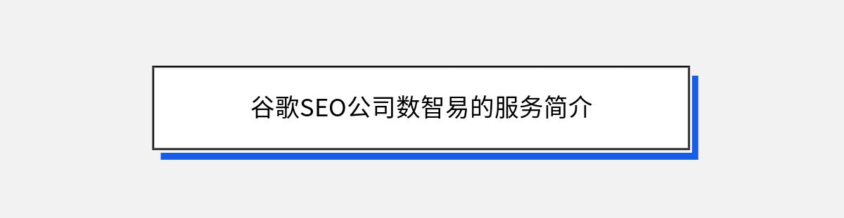 谷歌SEO公司数智易的服务简介