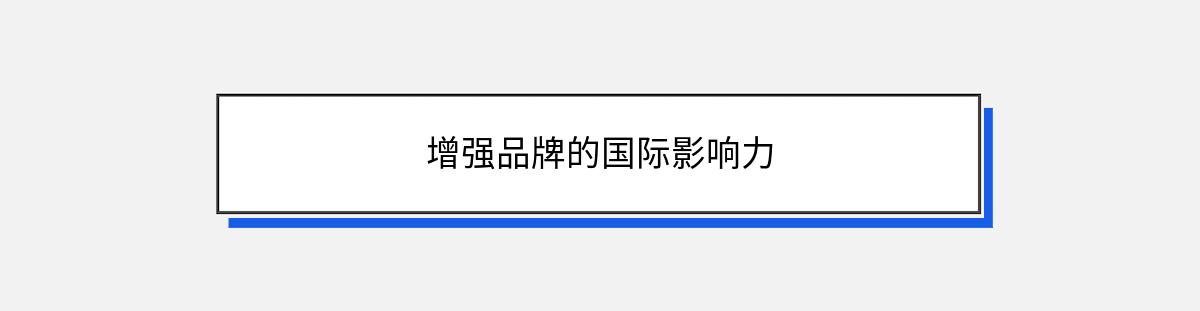 增强品牌的国际影响力