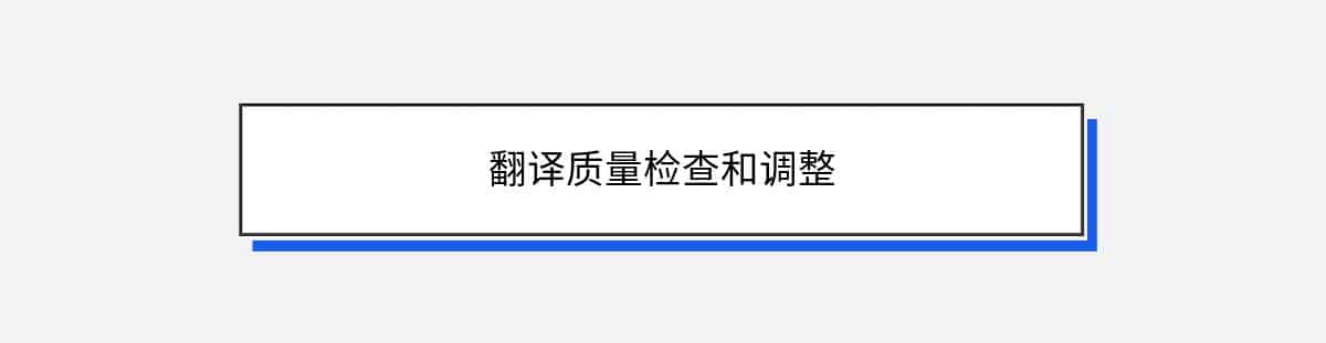 翻译质量检查和调整