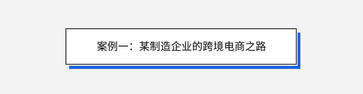 案例一：某制造企业的跨境电商之路