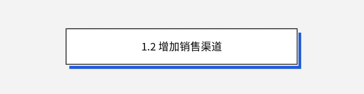 1.2 增加销售渠道